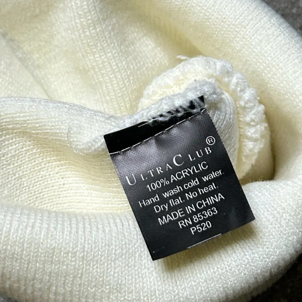 Ultraclub Purpose Embroidered Beanie - Ivory White
